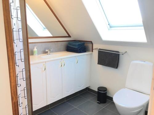 凯特明讷洛德卡尔加尔德住宿加早餐旅馆的浴室配有水槽和带天窗的卫生间。