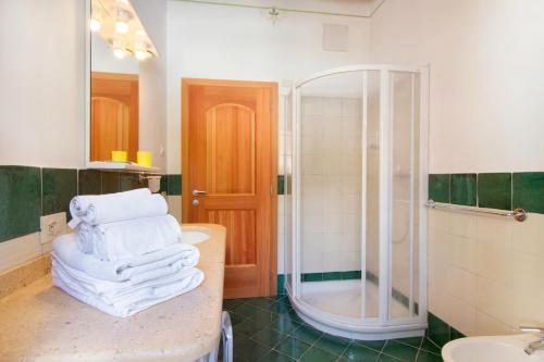 莫尔韦诺Casa Nonni的带淋浴和毛巾的浴室