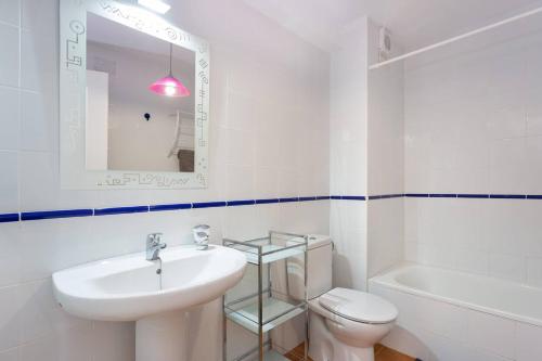圣伊西德罗piso san isidro的一间带水槽、卫生间和镜子的浴室