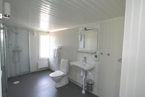 博里霍尔姆多特宁维多利亚酒店与疗养院的白色的浴室设有卫生间和水槽。