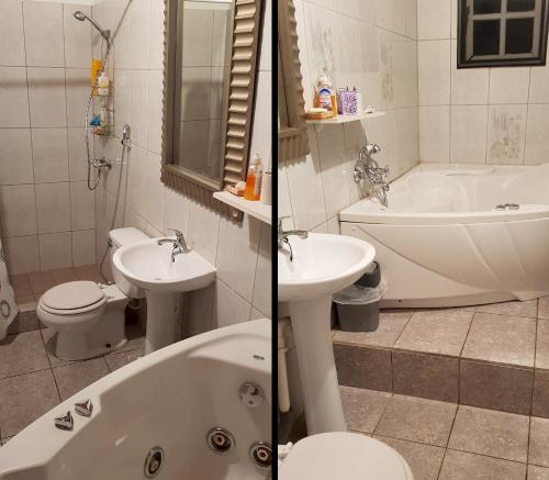 棕榈滩Villa Punta Salina的浴室配有卫生间、盥洗盆和浴缸。