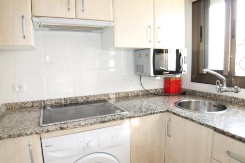 迈阿密普拉特亚Apartamento playa BLUE的厨房配有水槽和洗衣机