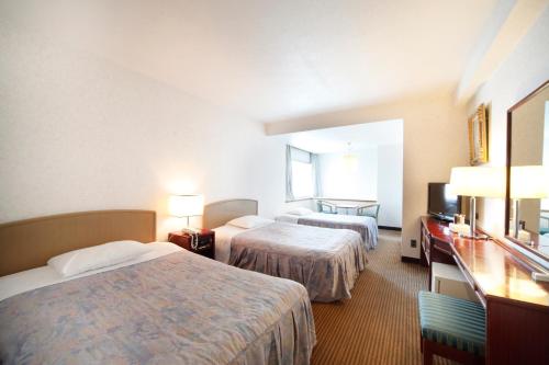 成田成田机场酒店的酒店客房设有两张床和电视。