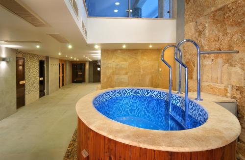 维谢格拉德维斯格拉德酒店的客房内的浴室设有大浴缸