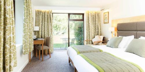 阿什比德拉祖什钱普尼斯普林斯酒店的配有一张床、一张书桌和一扇窗户的酒店客房