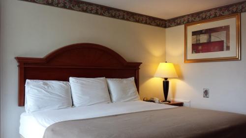 巴尔米拉美洲最佳价值酒店 - 巴尔米拉/赫尔希的酒店的客房 - 带白色枕头和灯的床
