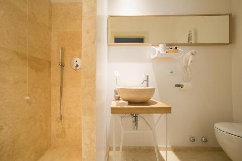 佛罗伦萨圣母百花大教堂住宿加早餐旅馆的一间带一个碗水槽和淋浴的浴室
