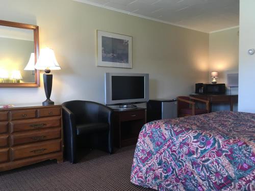 本宁顿卡塔曼特汽车旅馆的配有一张床和一台平面电视的酒店客房