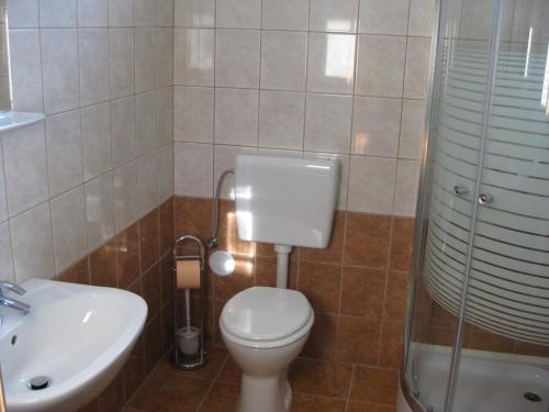 海吉克绍洛伊旅馆的一间带卫生间和水槽的浴室