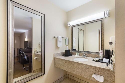 米堤亚McIntosh Inn的一间带水槽和大镜子的浴室