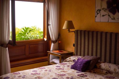 拉奥罗塔瓦Lujoso apartamento en Finca Robles 2的一间卧室设有一张床和一个窗口