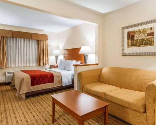 欧克莱尔套房品质酒店的酒店客房,配有床和沙发