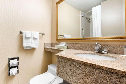 查尔斯顿查尔斯顿套房品质酒店的一间带水槽、卫生间和镜子的浴室