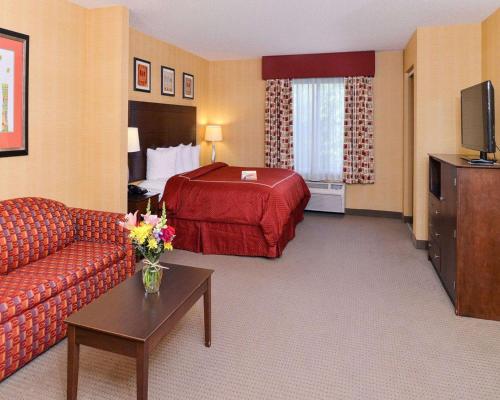 斯特拉特福德斯特拉特福品质套房酒店的酒店客房,配有床和沙发