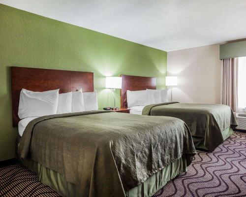 阿尔图纳阿尔图纳 - 德梅因品质酒店的绿墙旅馆客房的两张床