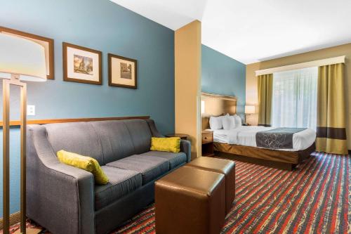 费尔维尤海茨费尔维尤高地康福特套房酒店的酒店客房设有一张沙发和一张床
