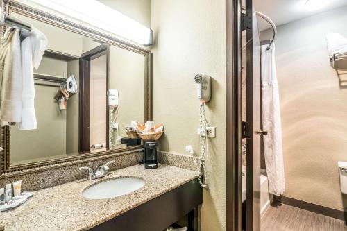 德斯普兰斯Comfort Inn Convention Center-Chicago O'hare Airport的一间带水槽和镜子的浴室