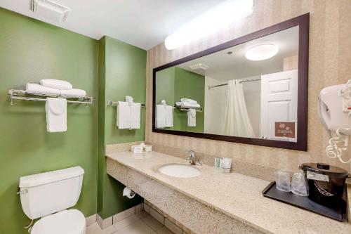 杰赛普哥伦比亚门户司丽普酒店的浴室设有卫生间和带镜子的盥洗盆
