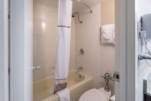 兰辛兰辛大学品质酒店的浴室配有卫生间、浴缸和水槽。