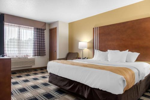 罗切斯特Quality Inn near Medical Center的一间设有大床和窗户的酒店客房