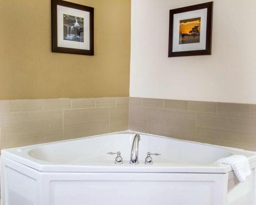 波普勒布拉夫Comfort Inn Poplar Bluff North的浴室设有浴缸,墙上有两张照片