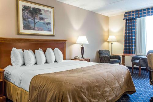朗康科马克拉丽奥酒店及会议中心的酒店客房带一张大床和椅子