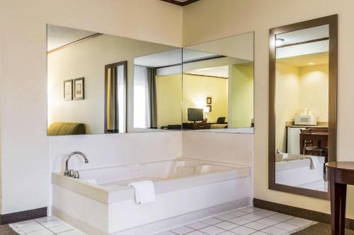 阿德莫尔阿德莫尔套房康福特茵酒店的一间带浴缸和大镜子的浴室