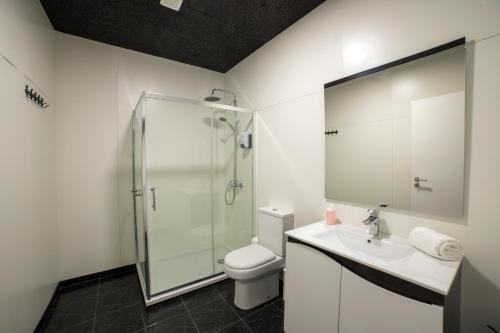 梅桑弗里乌44House - Quinta do Casal的带淋浴、卫生间和盥洗盆的浴室