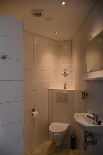奥德斯希尔德B&B Waddenzeetexel的一间带卫生间和水槽的浴室