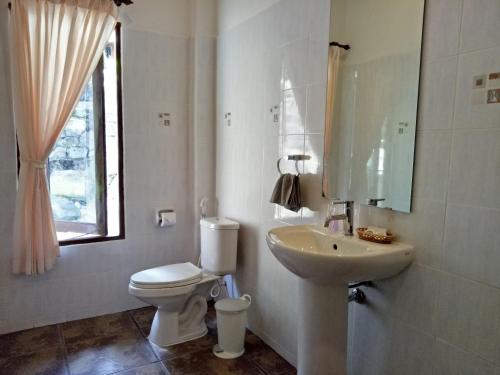 涛岛Woodlawn Villas Resort的白色的浴室设有卫生间和水槽。