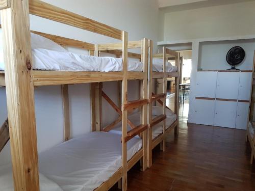 若昂佩索阿Hostel Orla de Tambaú的客房内的两张双层床