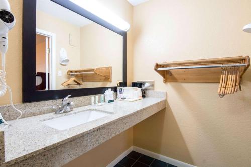 阿卡德尔菲亚Quality Inn Arkadelphia - University Area的一间带水槽和镜子的浴室