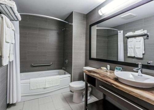 马塔讷马塔讷品质酒店的一间带水槽、浴缸和卫生间的浴室