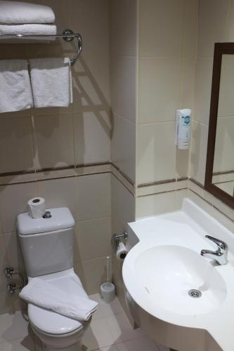 阿拉尼亚克列奥帕特拉酒店的浴室配有白色卫生间和盥洗盆。