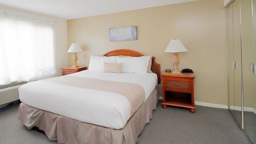 莱诺克斯The Ponds at Foxhollow by Capital Vacations的卧室设有一张白色大床和一扇窗户。