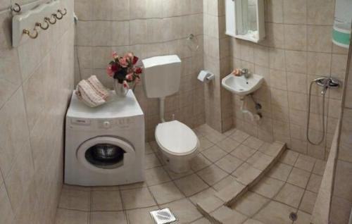 斯卡拉索提罗斯Sunsets in Thassos 2的一间带洗衣机和卫生间的浴室