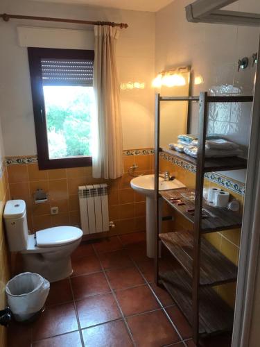 塞哥维亚HOSPEDAJE CASA MARIANO的一间带卫生间和水槽的浴室
