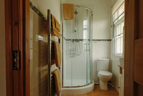埃尔斯米尔Hordley Hall的带淋浴和卫生间的浴室