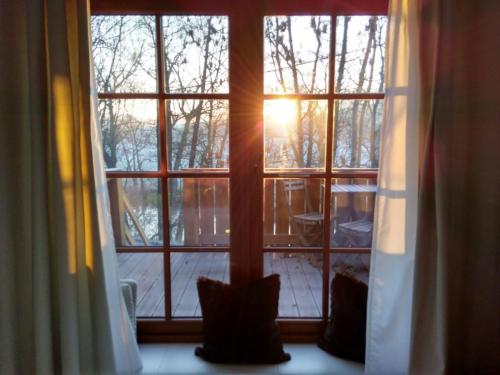 阿尔滕堡Meine Ferienwohnung Pleissenhaus的透过窗户,阳光照耀着