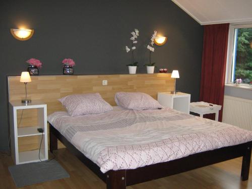 哈林亨托贝丹瑟哈灵根住宿加早餐旅馆的一间卧室配有一张大床和木制床头板