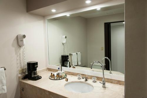 提华纳蒂华纳大酒店的一间带水槽和大镜子的浴室