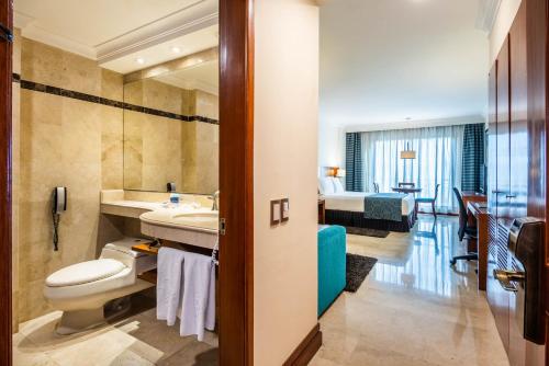 布卡拉曼加布卡拉曼加丹恩卡尔顿酒店的一间带卫生间和水槽的浴室