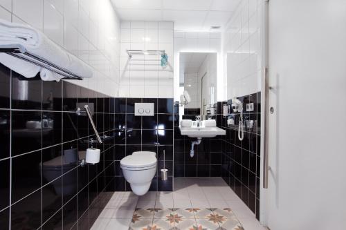 图卢兹阿尔伯特第一酒店的一间带卫生间和水槽的浴室