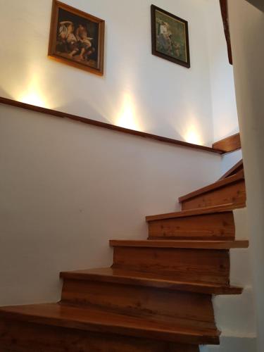 莫斯特拉纳Apartma Katja的墙上有两张画框的楼梯