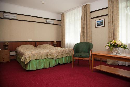 奥廖尔梦之公园酒店的一间卧室配有一张床、一把椅子和一张桌子