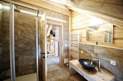 普范德斯Summit Lodges的木屋内带水槽的浴室