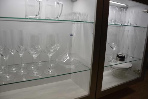 格拉尔-米里茨Ostsee-Kay的装满酒杯的玻璃柜