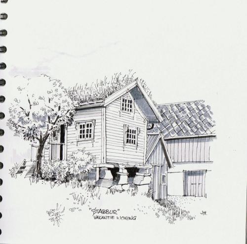 LauvstadTiny house with Fjordview!的房屋的铅笔画
