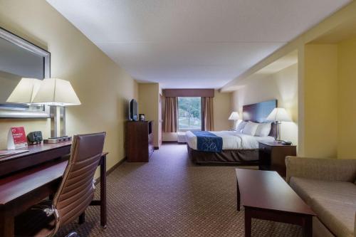 盖茨堡葛底斯堡战场游客中心康福套房酒店的酒店客房设有床和客厅。
