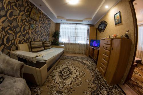 克洛佩夫尼茨基58 вулиця Яновського的客厅配有床和电视。